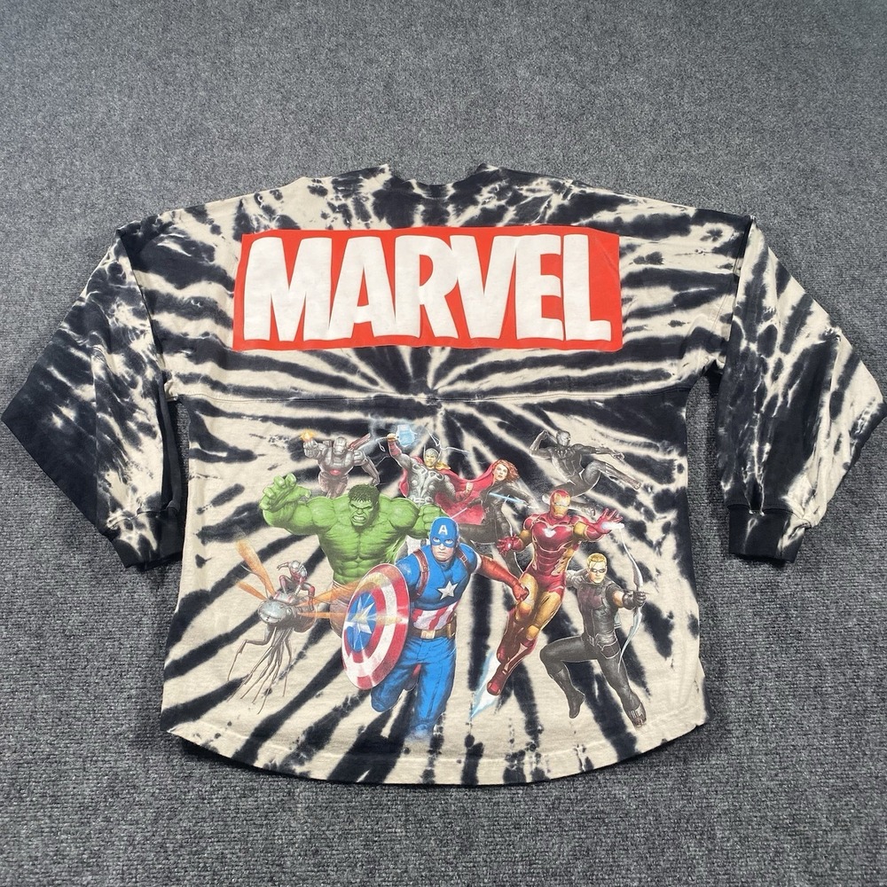 Marvel Avengers x Spirit Jersey Tie Dye Long Sleeve Shirt Spellout Mens Medium